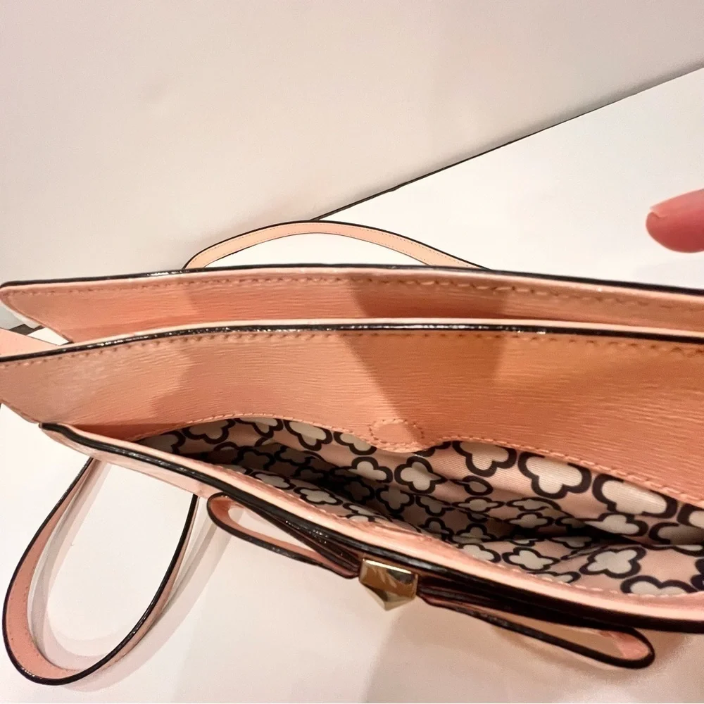 Kate Spade Purse Pink Bow Patent Leather Crossbody Bag Purse Zip Closure Spring